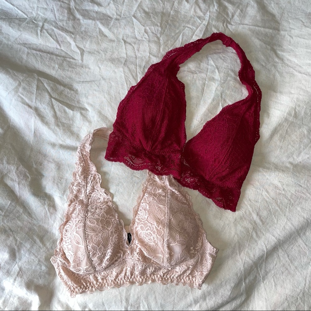 set of 2 halter lace bralettes